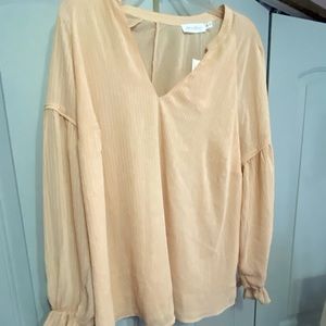 All in Favor romantic peach blouse NWT